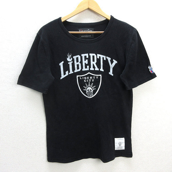 y■ジャックローズ/LiBeety City JACK ROSE スウェットTシャツ/厚手■黒【 40 】men's/137【中古】_画像1