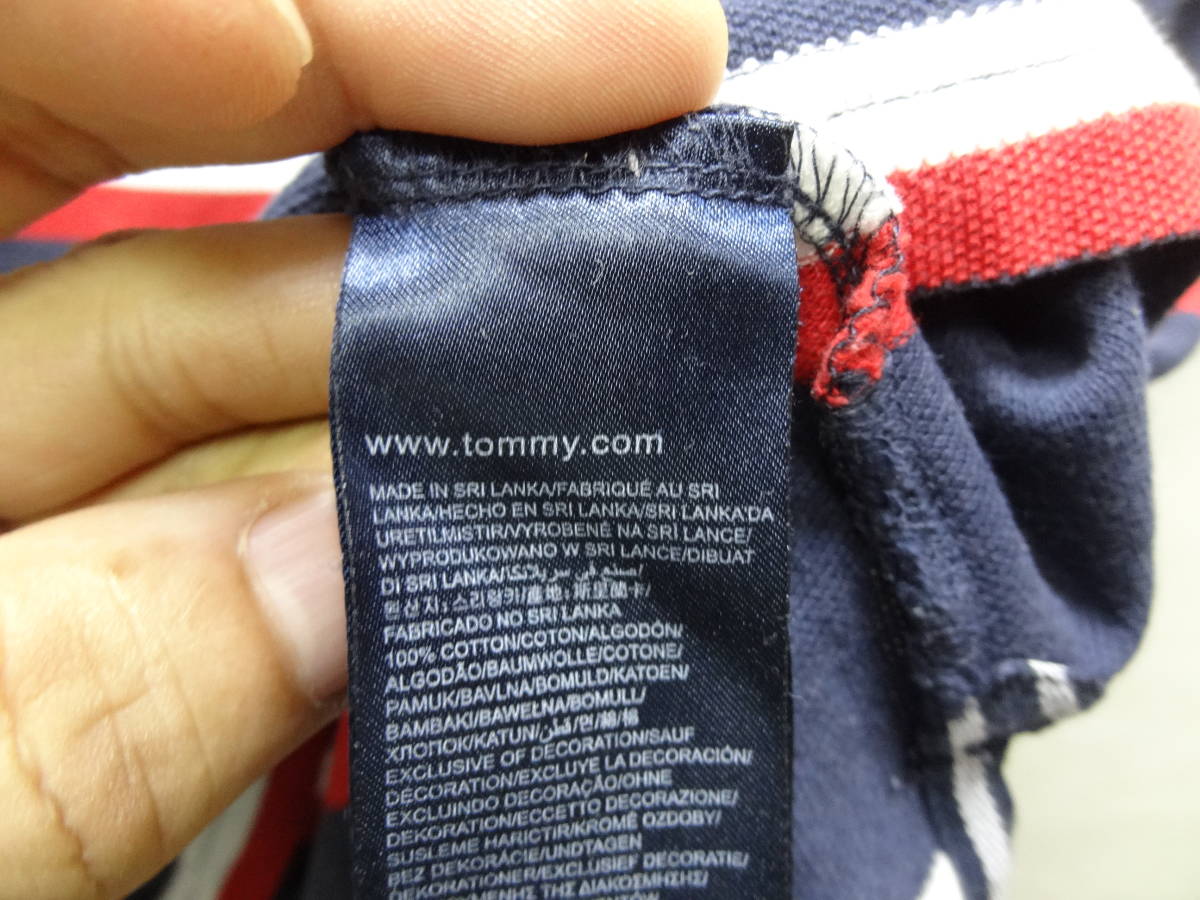 全国送料無料 正規品 トミーヒルフィガー TOMMY HILFIGER メンズ 襟布帛素材 半袖 鹿の子素材 ボーダーポロシャツ M_画像8