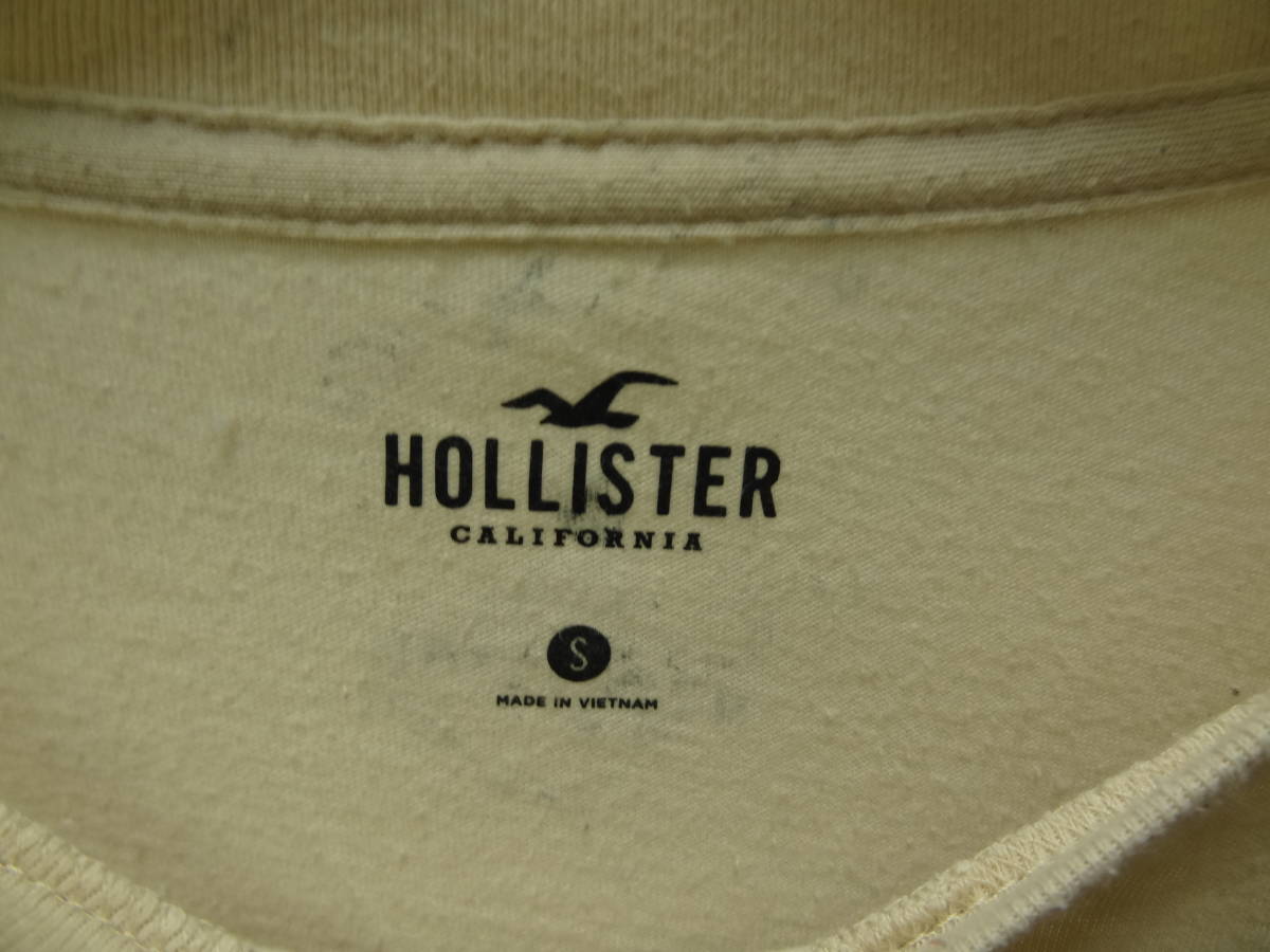 全国送料無料 ホリスターHOLLISTER メンズ 綿100％ 薄いベージュ色Xボックスロゴプリント 半袖 Tシャツ S(175/92A)