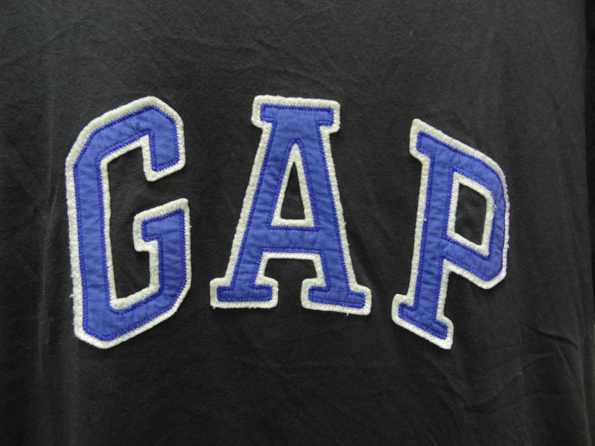 全国送料無料 ギャップ GAP メンズ 綿100％ ロゴワッペン付き 半袖 黒色Tシャツ M(180/96A)