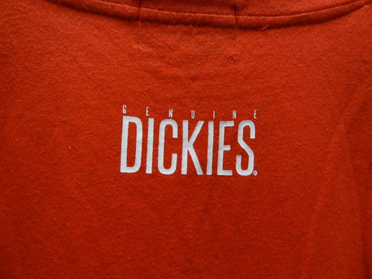 全国送料無料 ディッキーズ Dickies 美濃屋製 メンズ 半袖 赤色 右裾にBIGプリントオーバーサイズ仕様のTシャツ Lサイズ_画像9