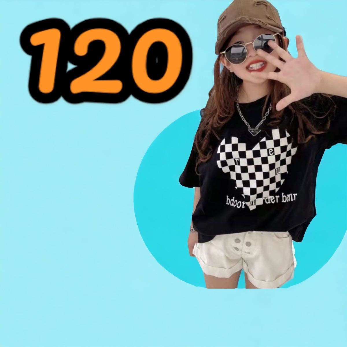 男の子女の子プリント120Tシャツハートがかわいい！韓国小学生 中学生 ファッション キッズ ジュニア ！子供服