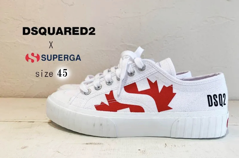 Dsquared2 x Superga ディースクエアードxスペルガ コラボ ローカットスニーカー　ホワイトxレッド サイズ45（28.5）参考価格 36,300円