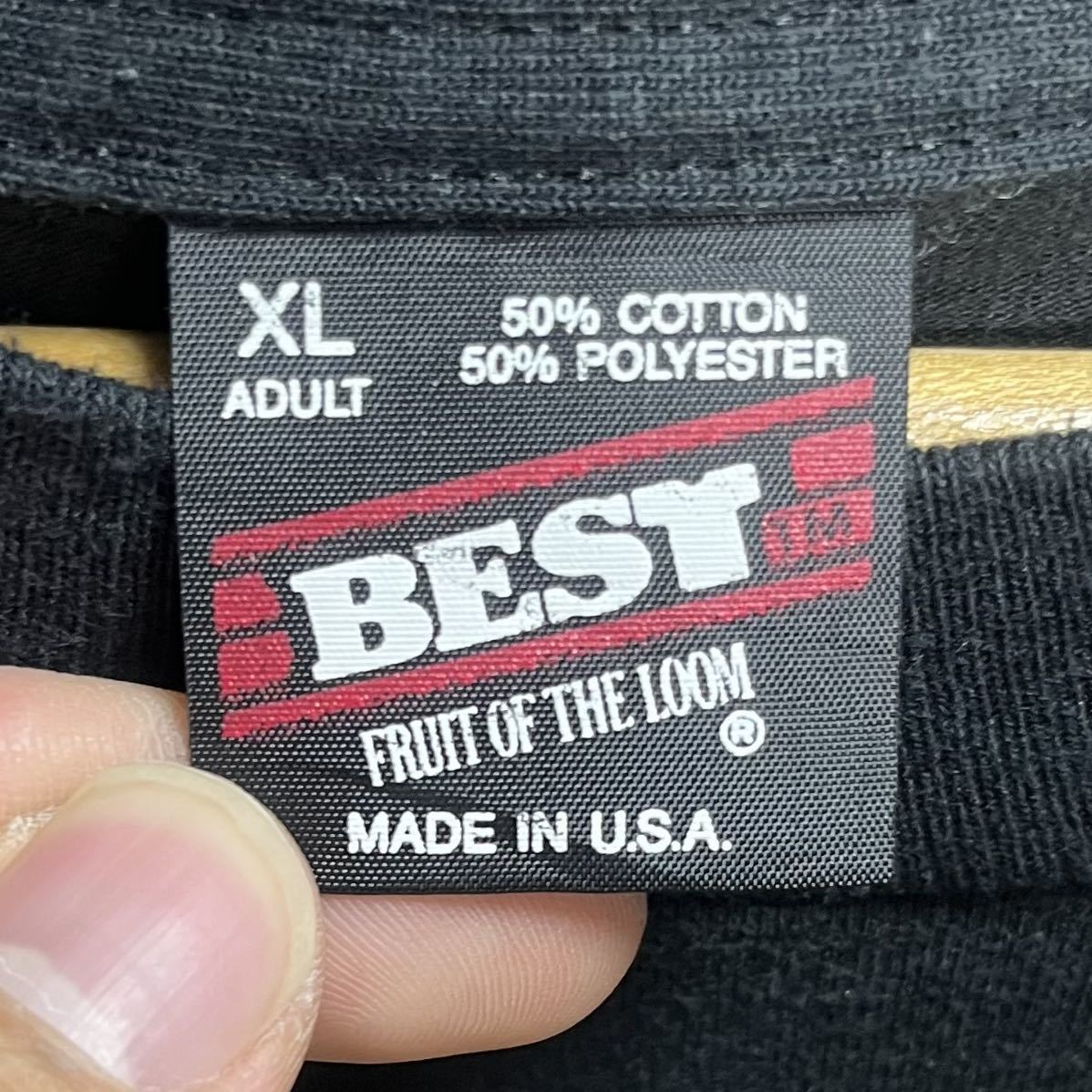 ■ 企業系 90s 90年代 USA製 ビンテージ FRUIT OF THE LOOM BEST フルーツオブザルーム Snap On Tools シングルステッチ Tシャツ XL 黒 ■_画像10