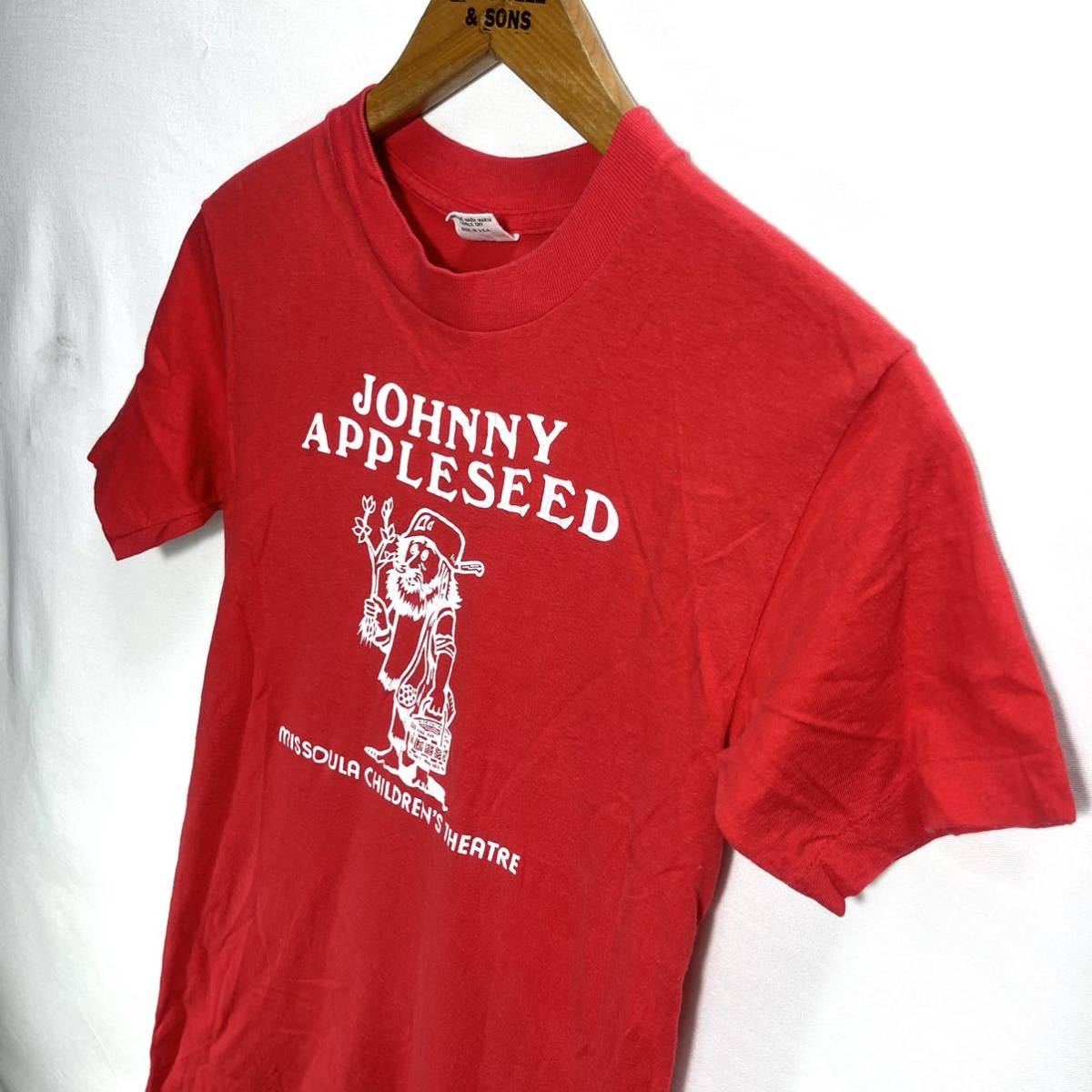 ■ 子供用 80s 80年代 USA製 ビンテージ BELTON JOHNNY APPLESEED プリント シングルステッチ Tシャツ サイズL 14-16 レッド アメカジ ■_画像2