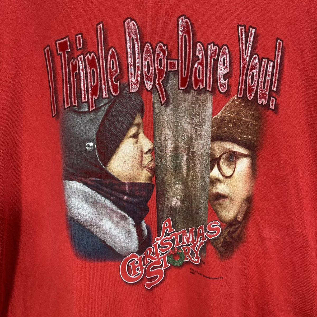 ■ FRUIT OF THE LOOM A CHRISTMAS STORY ア クリスマス ストーリー プリント Tシャツ サイズXL レッド 古着 映画 ムービー 赤 フルーツ ■_画像3