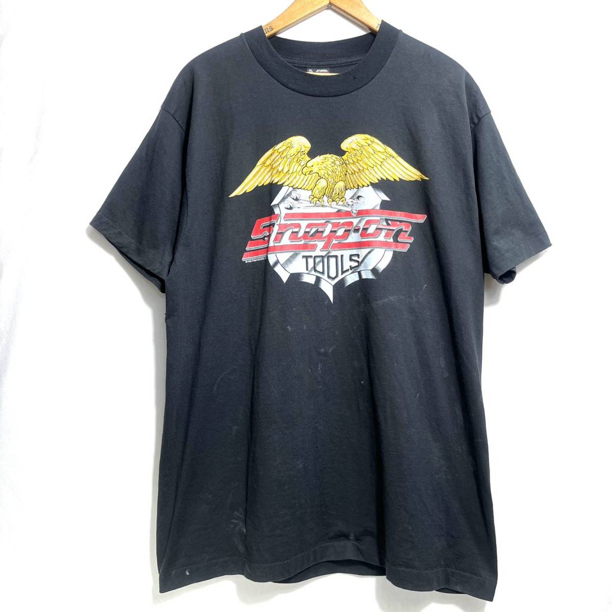 ■ 企業系 90s 90年代 USA製 ビンテージ FRUIT OF THE LOOM BEST フルーツオブザルーム Snap On Tools シングルステッチ Tシャツ XL 黒 ■_画像1