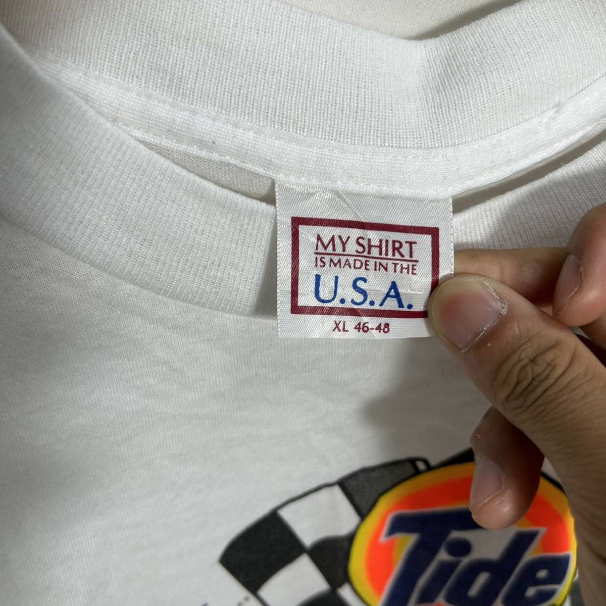 ■ 90s 90年代 USA製 ビンテージ Ricky Rudd Tide Racing Team シングルステッチ プリント Tシャツ サイズXL レーシング NASCAR 車 ■の画像7