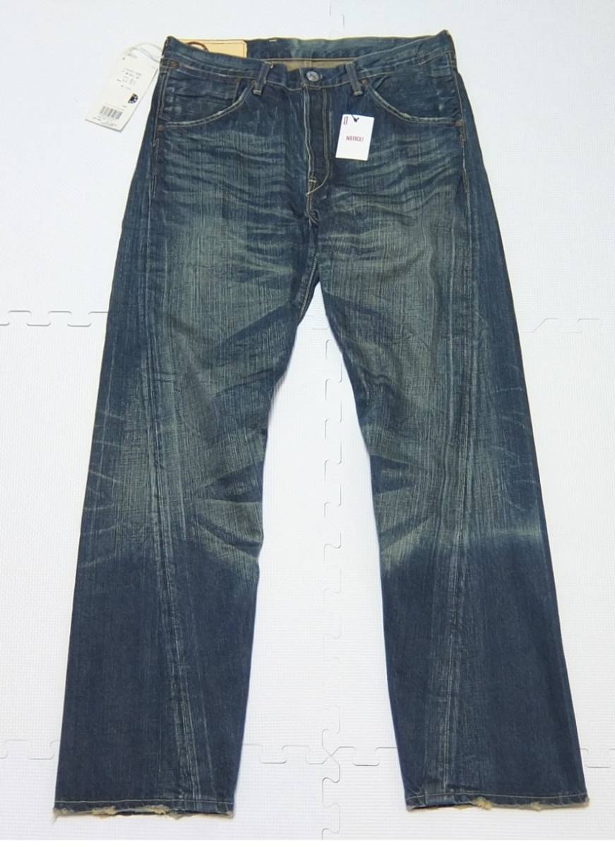 未使用品 2004年 日本製 Levi's R1021-02 サークルＲ 立体裁断 デニムパンツ 紺 W34 ボタンフライ USED加工 リーバイス