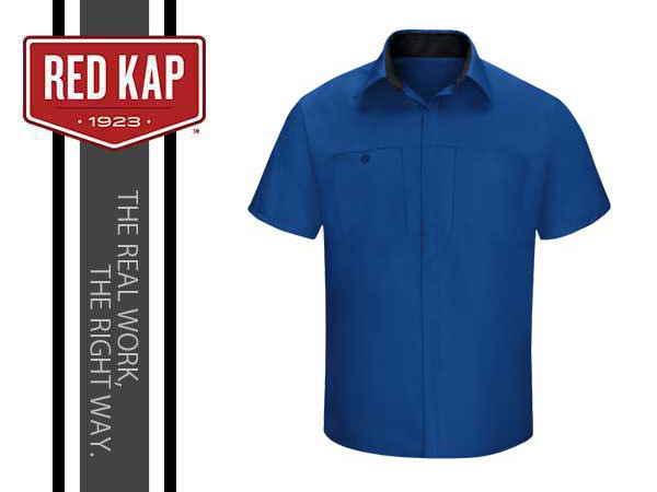REDKAP(レッドキャップ)パフォーマンスプラスショップシャツ,半袖,ロイヤルブルー/ブラック,SY42,サイズXL