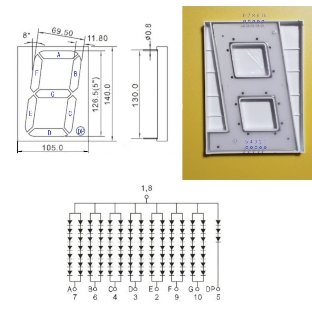 ドライバー付き5インチ 7セグメント LED 5セット 7Segment_画像3