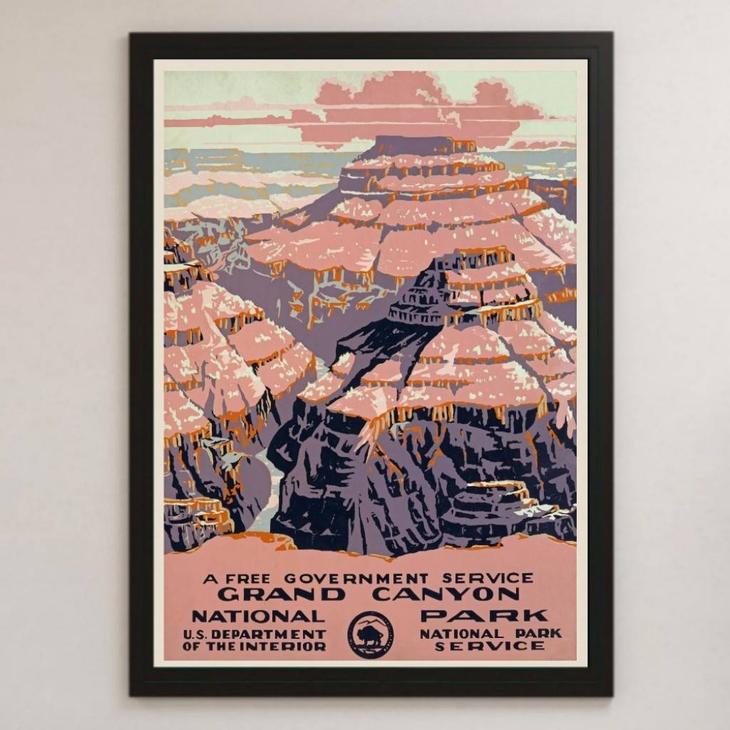  America Grand Canyon национальный парк туристический иллюстрации искусство глянец постер A3 балка Cafe Vintage retro интерьер реклама пейзаж путешествие 