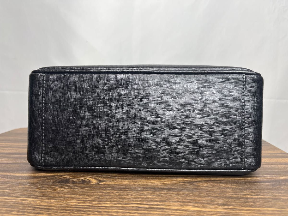 超美品★『FURLA フルラ サフィアーノレザー ショルダーバッグ』 黒 2way ハンドバッグ 斜めがけバッグ