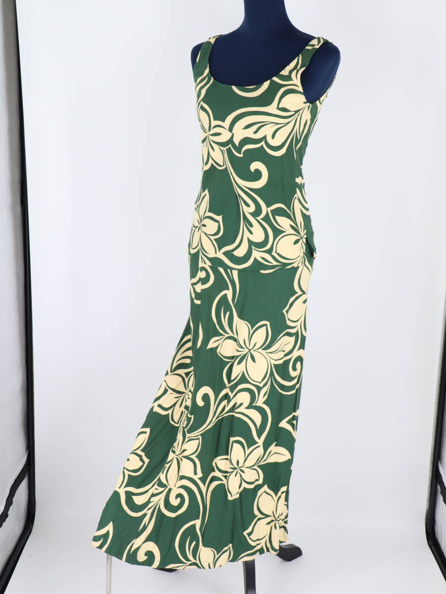 [ бесплатная доставка ][ хула для костюм прекрасный товар верх и низ в комплекте ] зеленый & Sale лист .. рисунок безрукавка tops flair юбка One-piece способ зеленый 