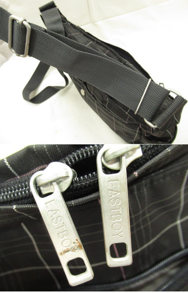 EASTBOY East Boy beautiful goods check pattern nylon diagonal .. shoulder bag black * courier service S*N0347