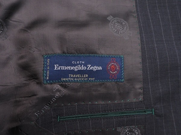 新品17.3万円 大手百貨店扱い 春夏『Ermenegildo Zegna ゼニア TRAVELLER 伊製生地』ウール100% ストライプ スーツA6灰(H) 1570661 1点物_画像6