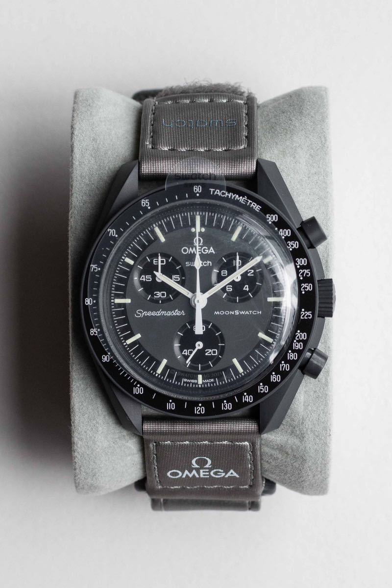 1円〜箱付き正規品OMEGA×swatchコラボ腕時計moon speedmaster黒自動巻