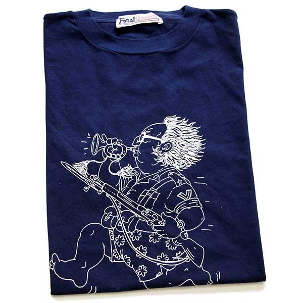 デッドストック★90s イタリア製 Forat Tshirt イラスト コットンTシャツ 紺★B オールド ビンテージ ユーロ ヨーロッパ オーバーサイズ_画像1