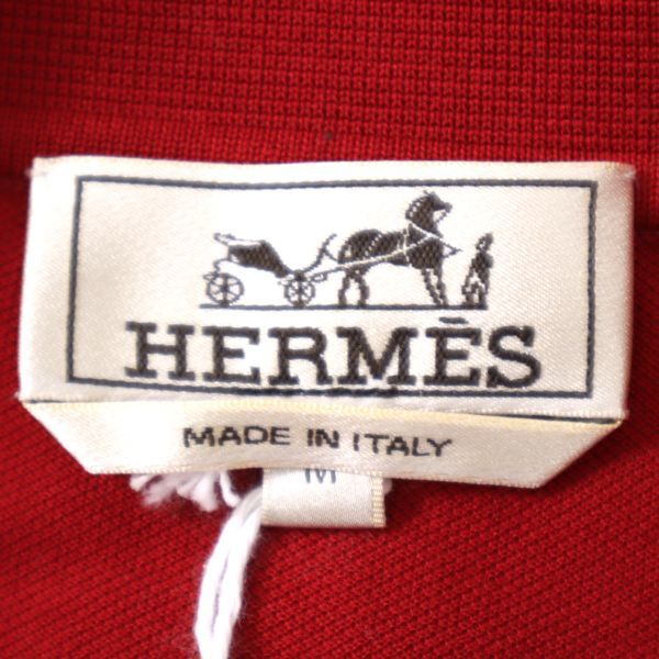 1円〜【未使用】エルメス HERMES 3-YF111 Hマーク　コットン ポロシャツ メンズ レッド M_画像9