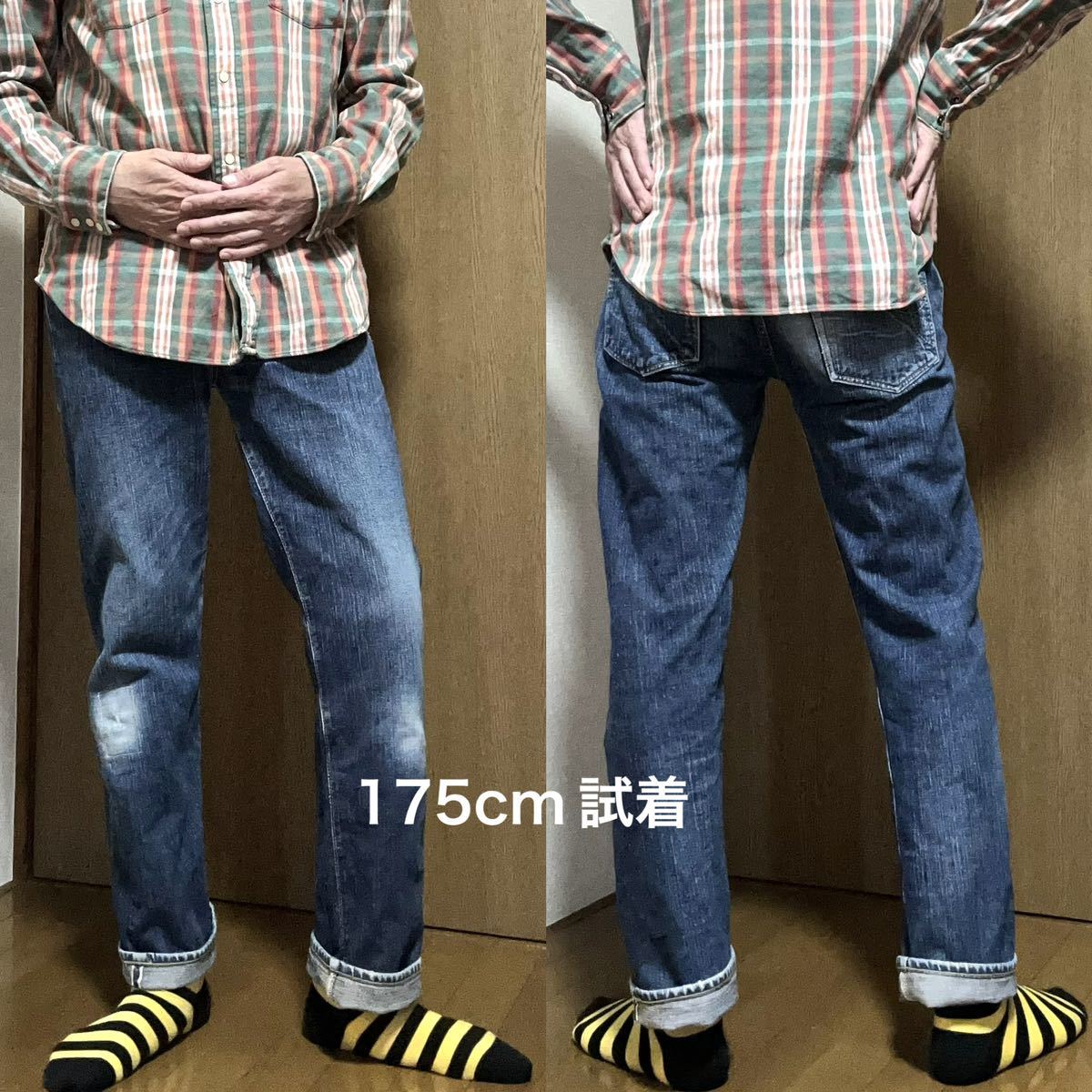 W75-股下75cm シュガーケーン 古着青耳セルビッチデニムジーンズ W75-股下75cm シュガーケーン 古着青耳セルビッチデニムジーンズ