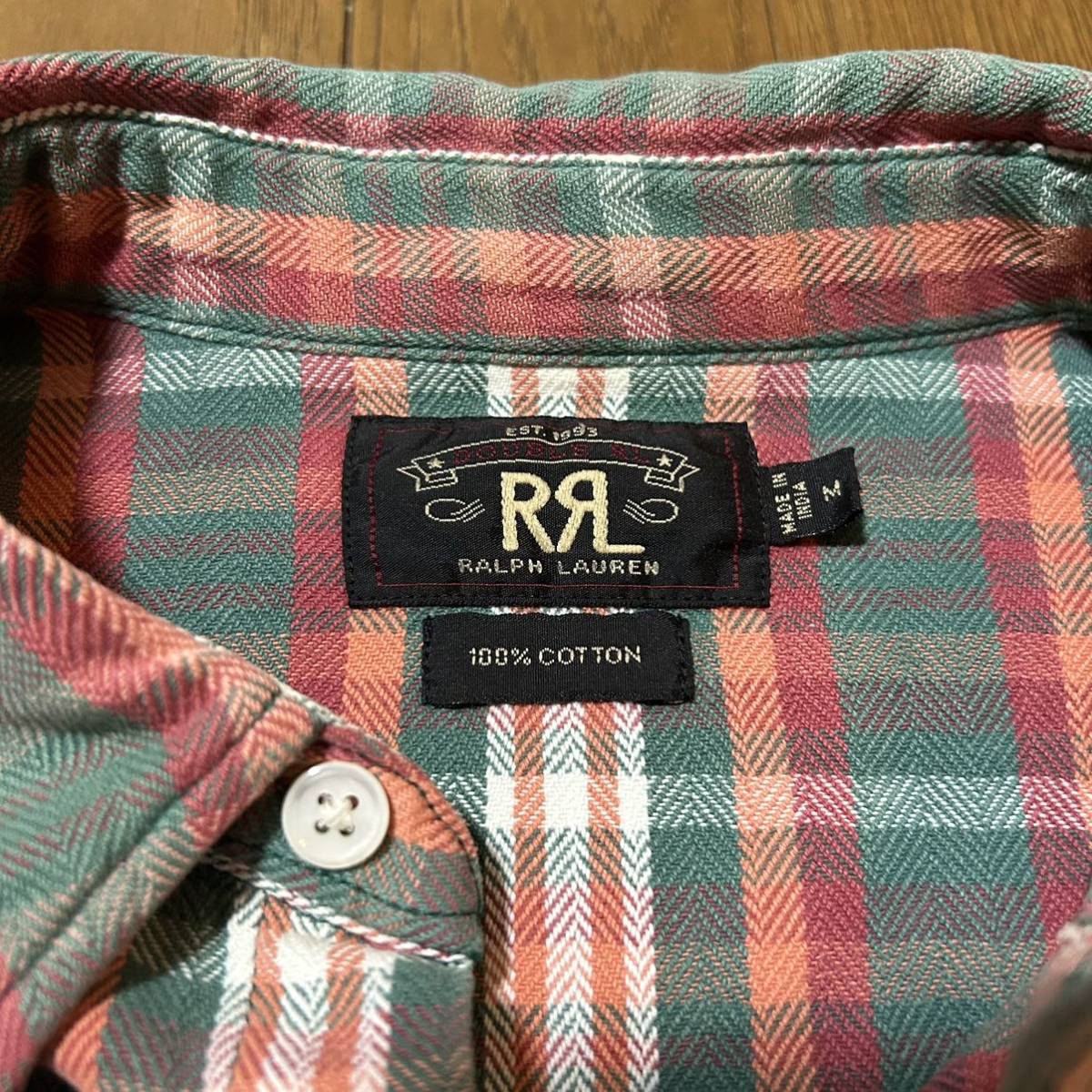 要サイズ確認！L相当！RRL ダブルアールエル 古着長袖ネルウエスタンチェックシャツ アメカジ古着 ネルシャツ ウエスタンシャツ_画像4