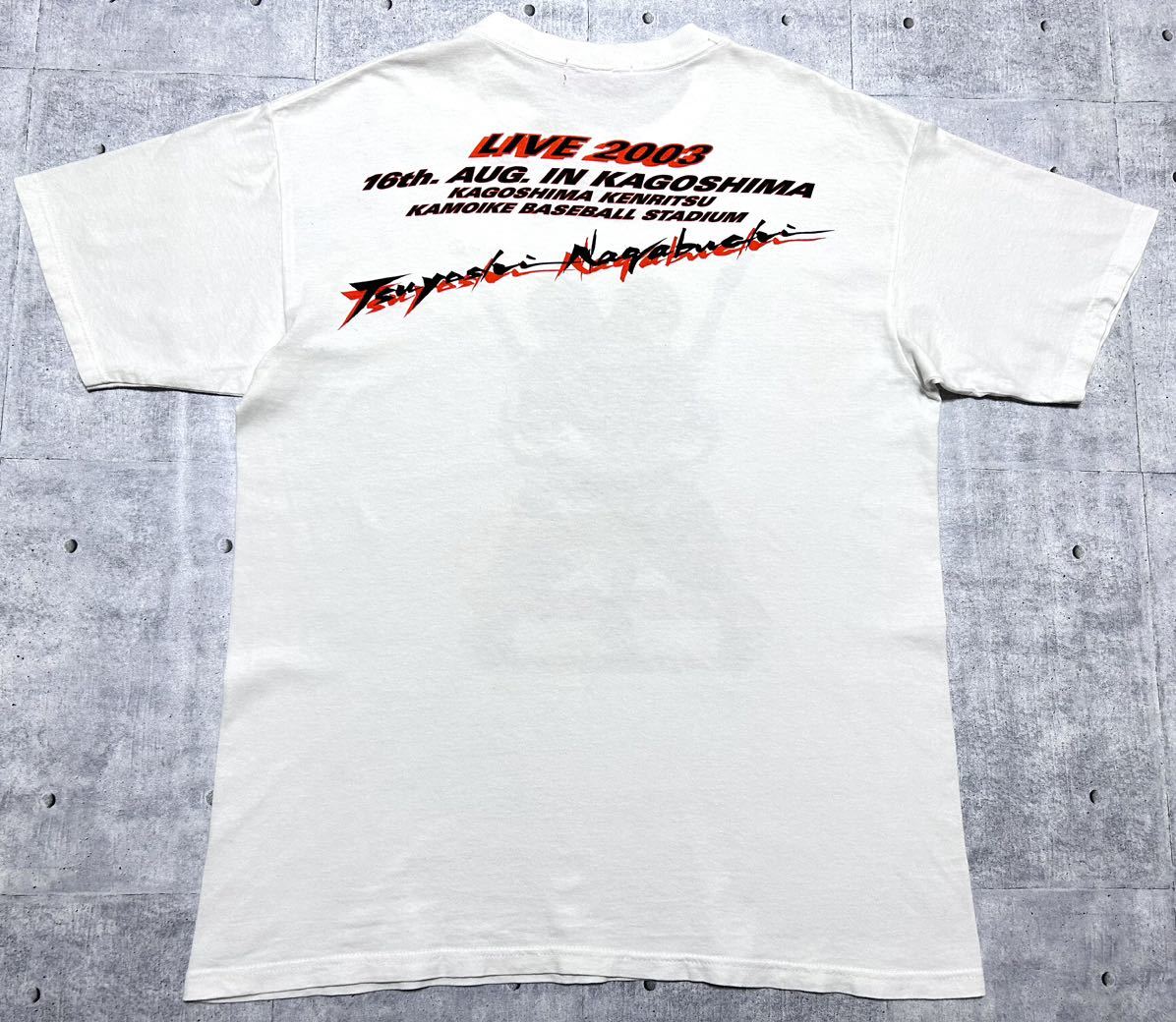 レア 長渕剛 限定 ミュージック Tシャツ Keep On Fighting　　2003 ツアー 入手困難 ファン コレクター グッズ 半袖 S/S ホワイト 早2581_画像2