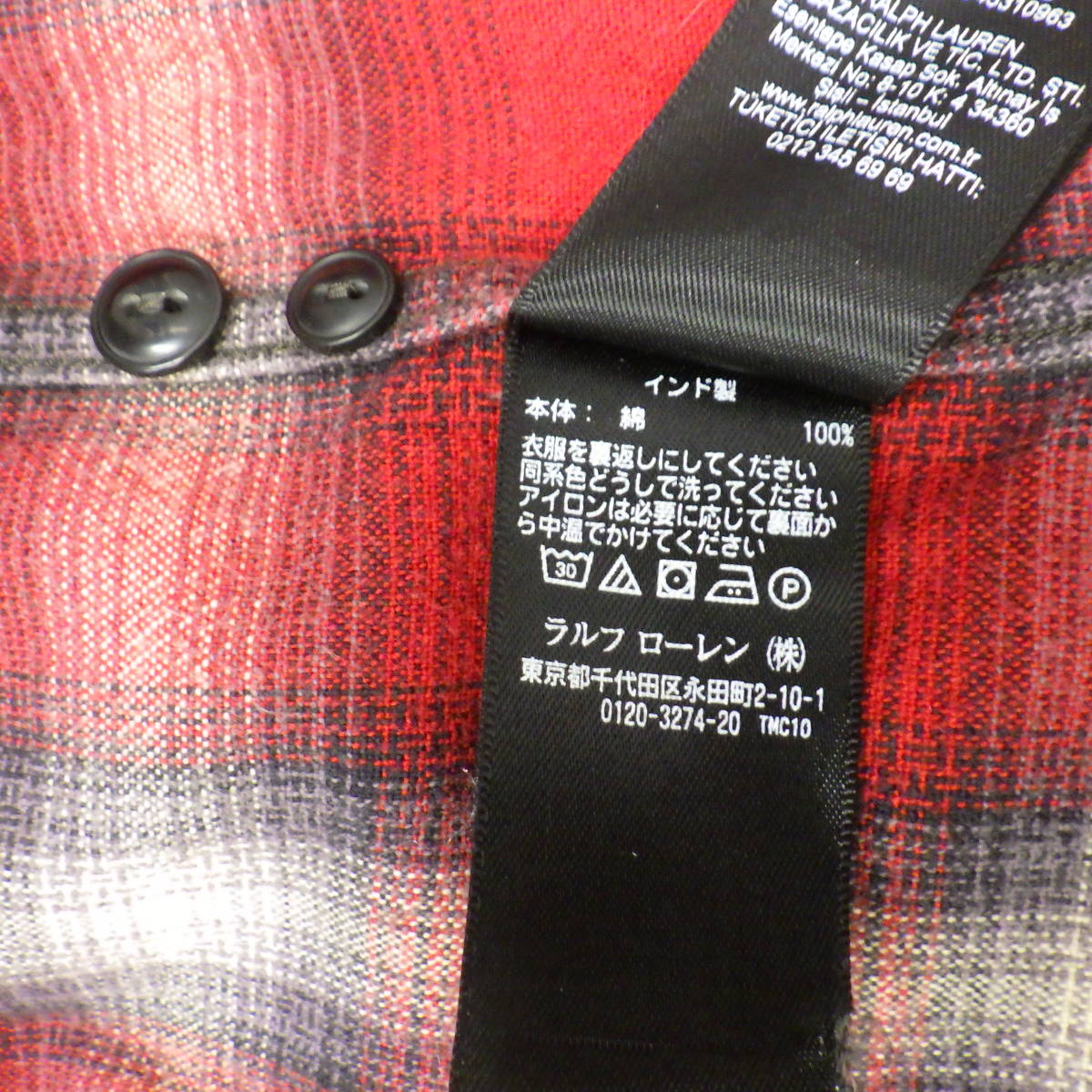 RRL オープンカラー チェックシャツ Lサイズ 長袖 レッド ワークシャツ Double RL_画像8