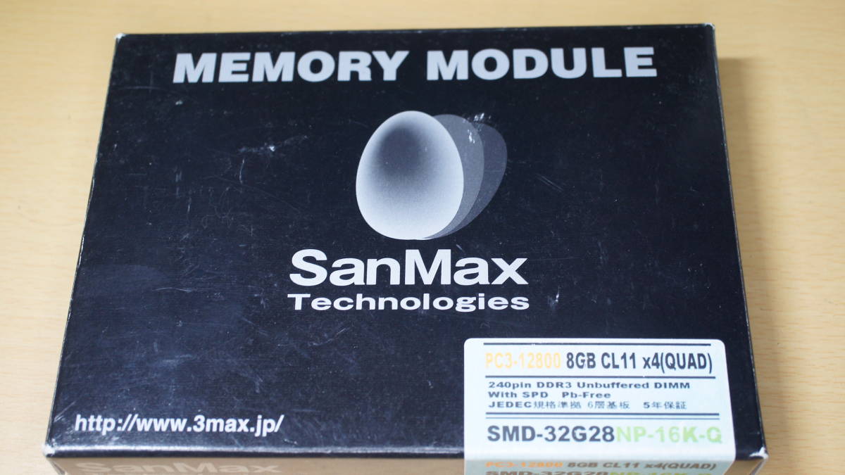 【クアッドチャンネルキット・DDR3-1600・8GB×4枚＝32GBキット】SanMax SMD-32G28NP-16K-Q