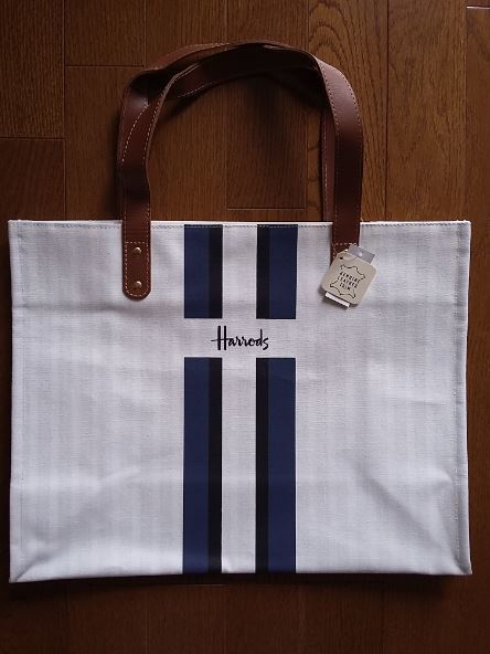 HAL Harrods Harrods * canvas shopa- tote bag leather steering wheel blue blue * largish new goods unused 