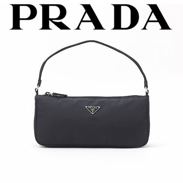 美品◆PRADA プラダ ナイロン ワンハンドル ミニ ハンド バッグ 黒 ブラック_画像1