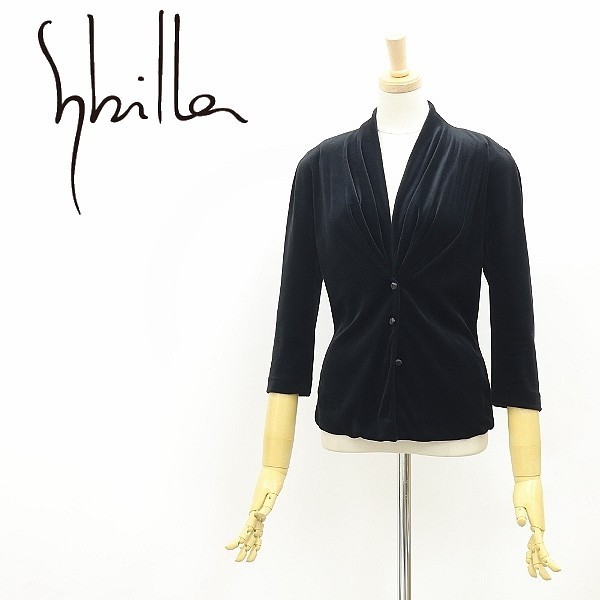 格安新品 ◆Sybilla 42 ブラック 黒 ジャケット 七分袖 タック ベロア シビラ テーラードジャケット、ブレザー 格安新品 ◆Sybilla 42 ブラック 黒 ジャケット 七分袖 タック ベロア シビラ テーラードジャケット、ブレザー