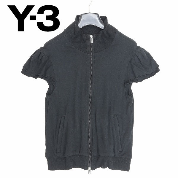 ◆Y-3 adidas×YOHJI YAMAMOTO アディダス×ヨウジヤマモト ロゴ レーヨン ストレッチ ジップアップ トラック ジャケット 黒 ブラック XS_画像1