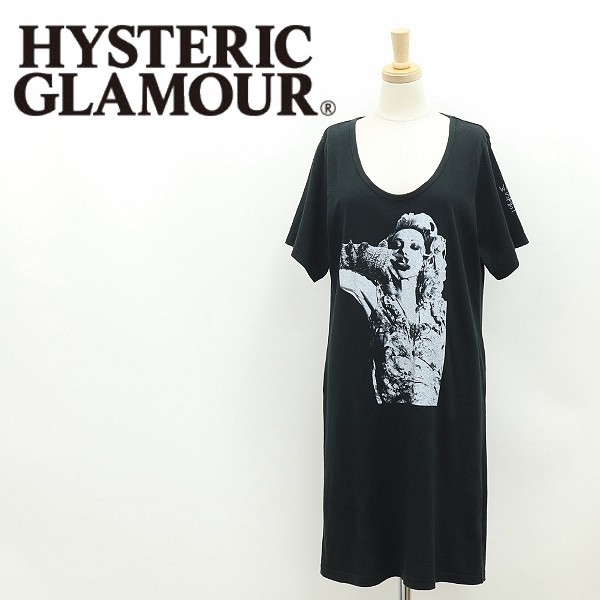 *HYSTERIC GLAMOUR Hysteric Glamour COURTNEY LOVE coat knee Rav girl print T-shirt tunic One-piece black black 