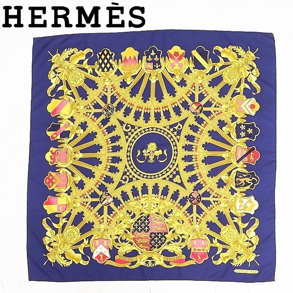 海外輸入】 美品○HERMES エルメス スカーフ シルク カレ90 HERALDRY