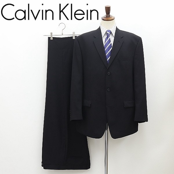 ◆Calvin Klein カルバンクライン 3釦 セットアップ スーツ 黒 ブラック 44_画像1
