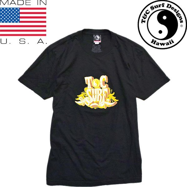 1点物◆USA製タウンアンドカントリーT&C黒プリントTシャツ古着メンズMレディースOKアメカジブランド90sストリート/スポーツ中古/丸首559085_画像1