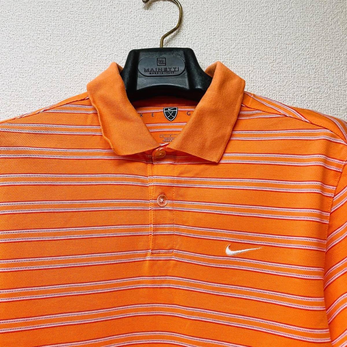 NIKE ナイキ ゴルフ半袖ポロシャツ S 送料210円〜 メンズ 男性用 オレンジ ロゴ トップス Tシャツの画像3