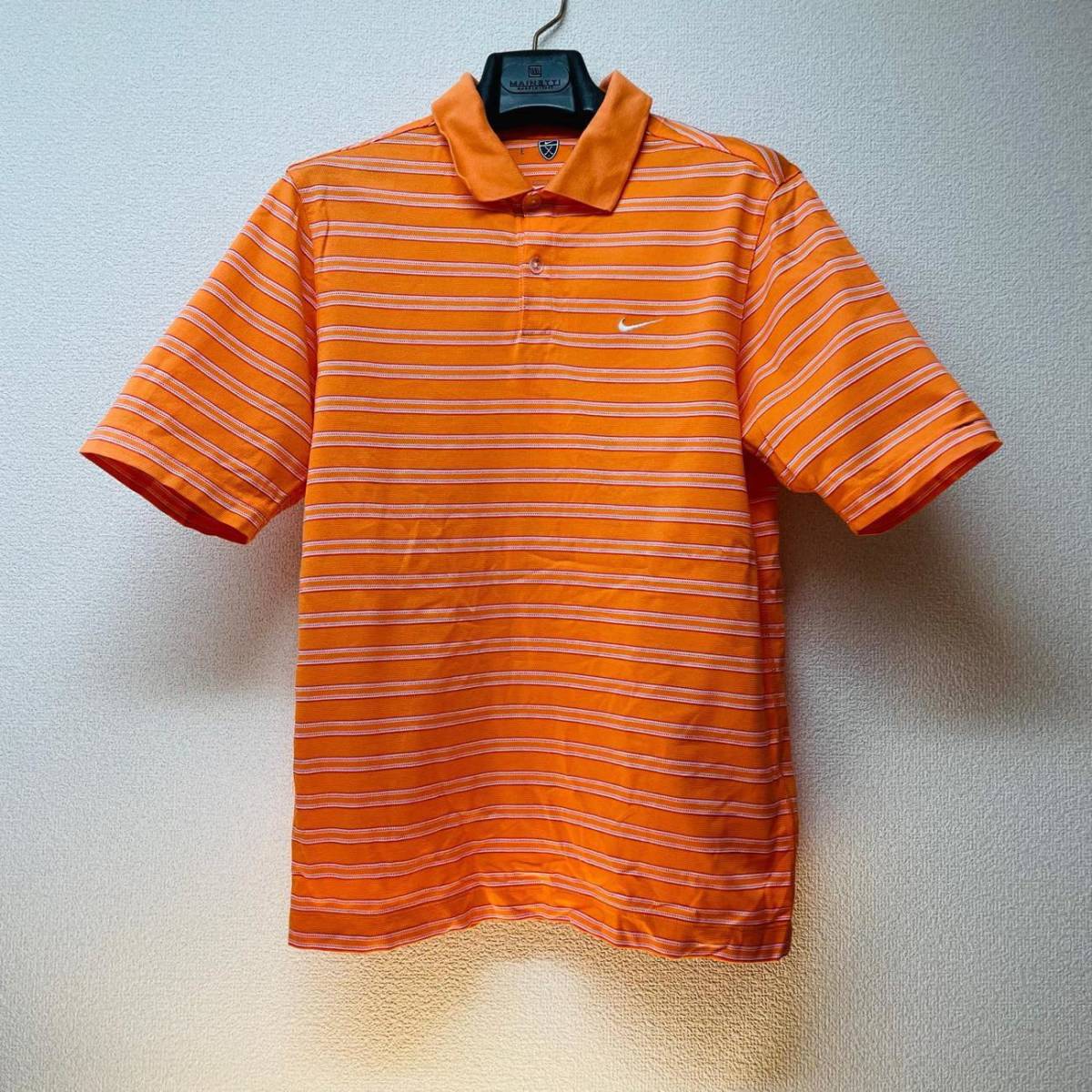 NIKE ナイキ ゴルフ半袖ポロシャツ S 送料210円〜 メンズ 男性用 オレンジ ロゴ トップス Tシャツの画像1