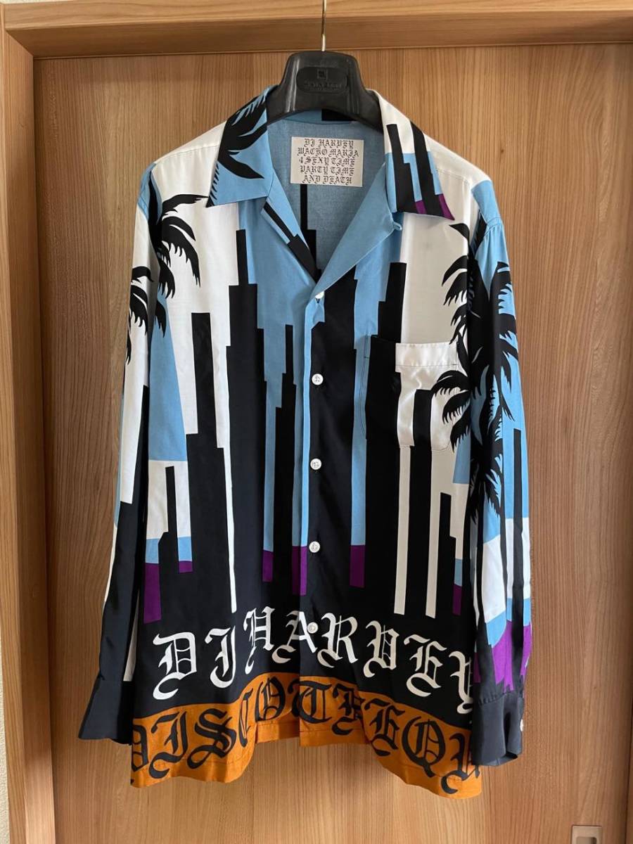 ワコマリア DJ HARVEY / L/S HAWAIIAN SHIRT 長袖ハワイアンシャツ BLUE 定価39,600円 送料210円〜 WACKOMARIA アロハシャツ 総柄シャツ 青