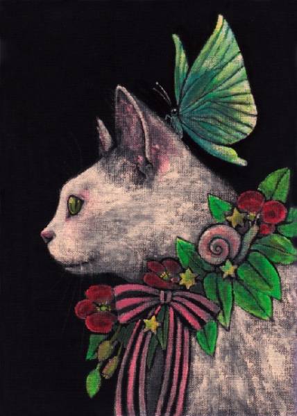  original postcard 3 pieces set white cat black cat King Pro tia