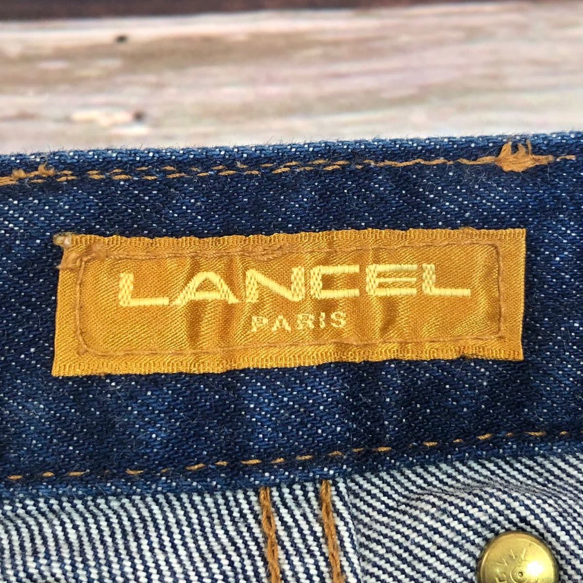  Lancel LANCEL Vintage man and woman use Denim pants jeans embroidery indigo 