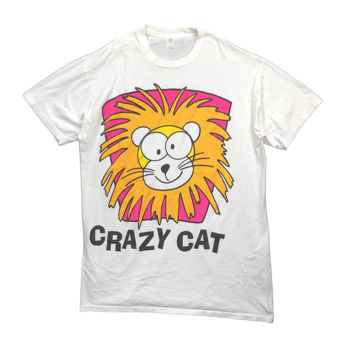 90S ヴィンテージ クレイジーキャット オーバーサイズ ライオン イラスト Tシャツ メンズXL相当 大きいサイズ 古着 BA2051