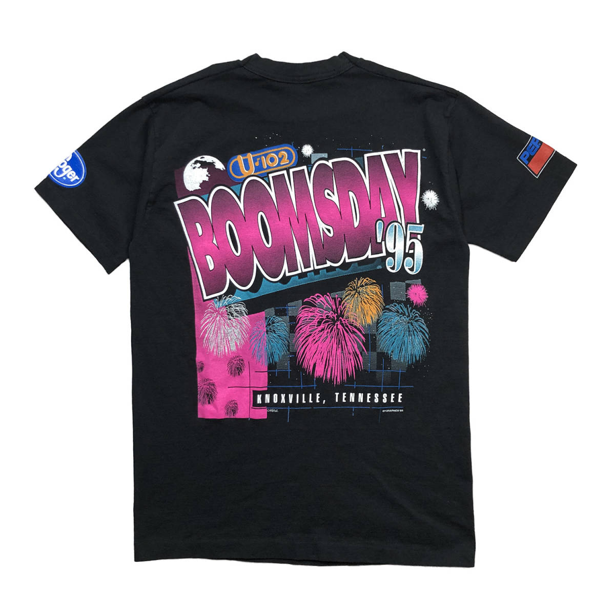 90S USA製 古着 半袖 テネシー州 ノックスビル BOOMSDAY PEPSI Kroger ロゴ Tシャツ メンズL シングル BA2138_画像2