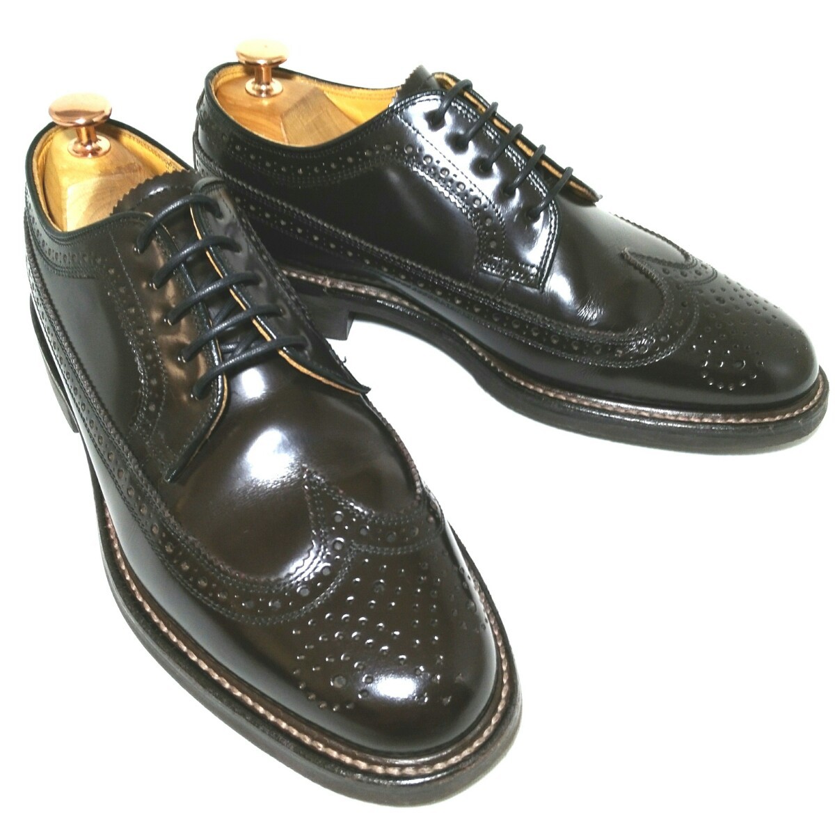 C298【REGAL】リーガル　フルブローグ　　24.5cm　W218　ダークブラウン　革靴　紳士靴　メンズ　レザーシューズ　GEOX　ジェオックス