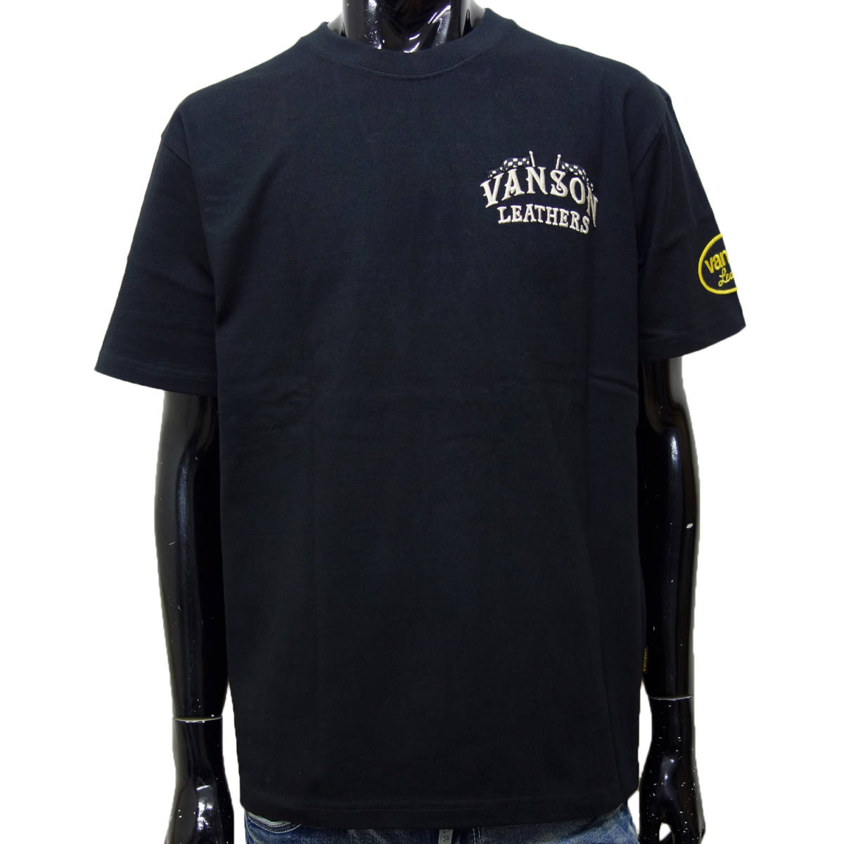送料無料 バンソン 半袖 Tシャツ NVST-2321 黒 3L(XXL) イーグル 鷲 VANSON 刺繍 プリント バイク バイカー ライダー メンズ ヴァンソン