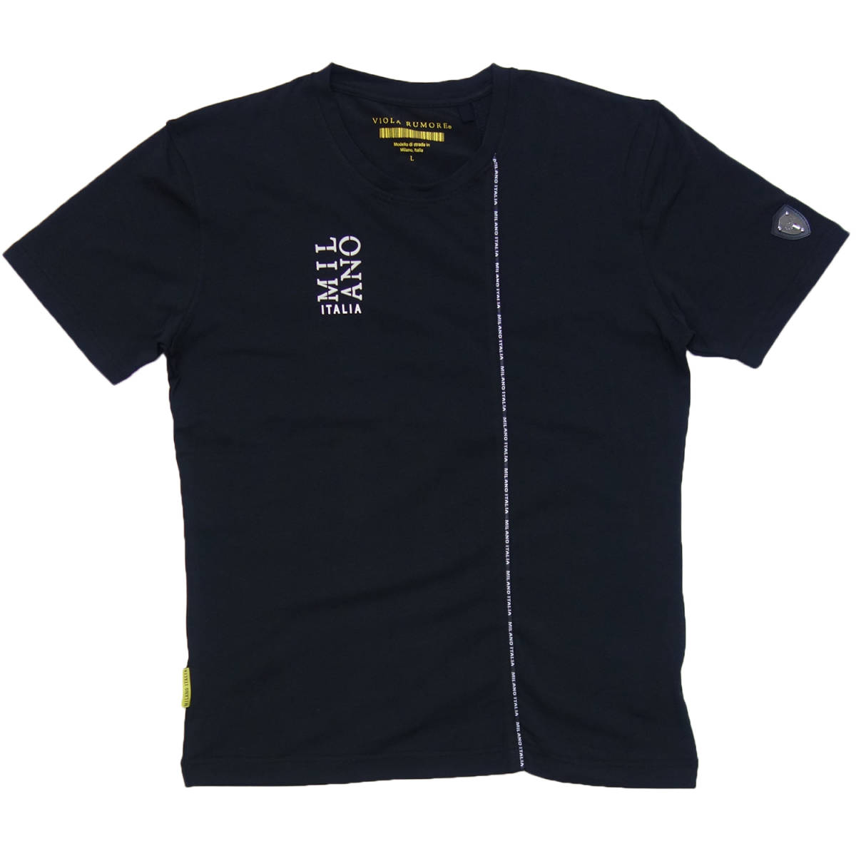 激安本物 ミラノ ビオラ メタリック ストレッチ パイピング LL(XL) 黒 Y31324 Tシャツ 半袖 VIOLA 送料無料 切替 ラジュグアリー ちょい悪 ヴィオラ 文字、ロゴ