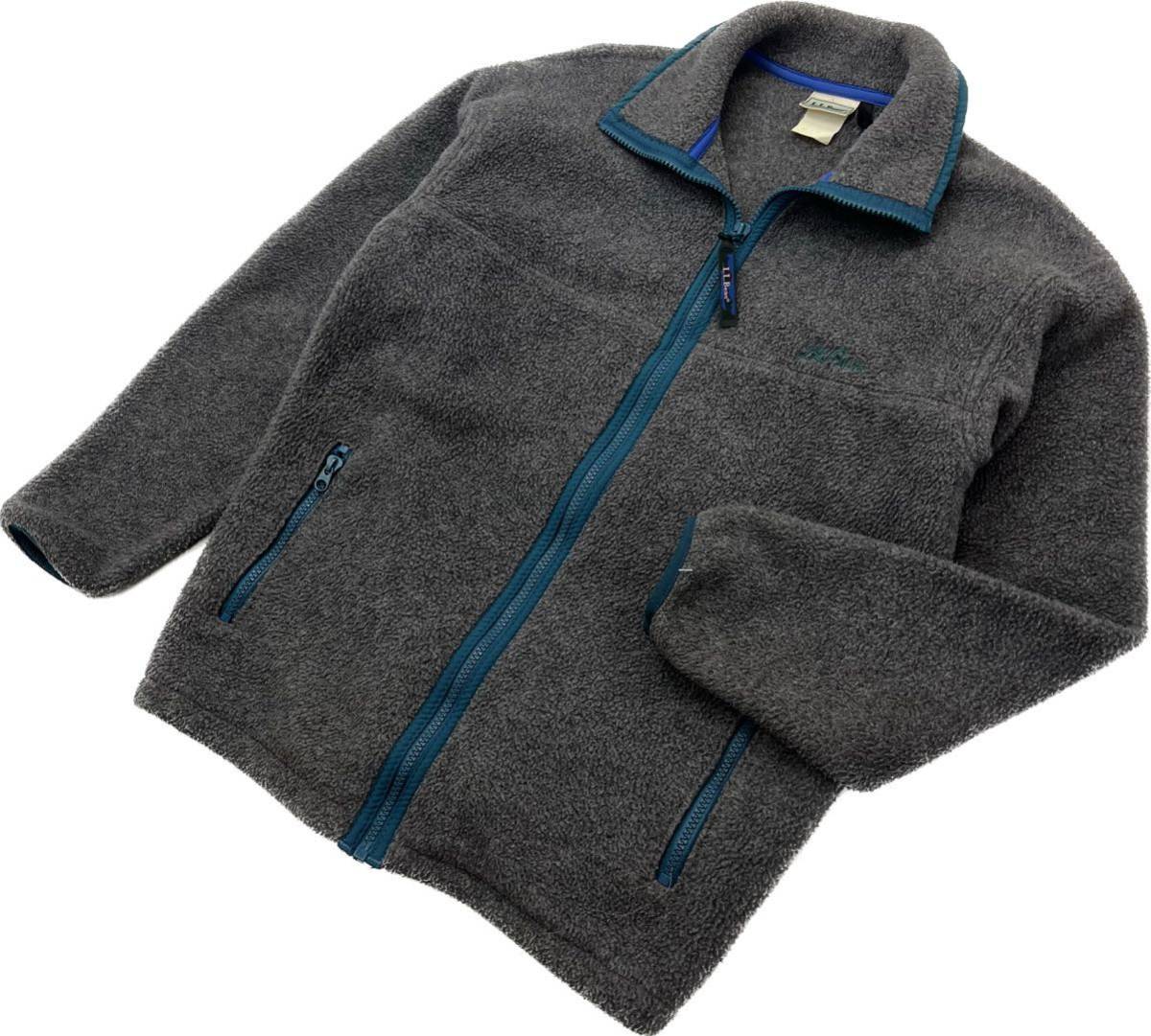 【楽天ランキング1位】 90s ☆ L.L.Bean ☆ 人気 フリース ジップアップ ジャケット グレー グリーン M相当 登山 アウトドア タウンユース エルエルビーン■BJ182 男性用