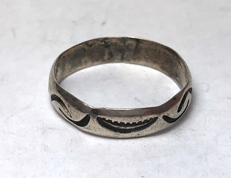  Vintage штамп Work кольцо кольцо серебряный производства 19 номер Fred - - Be Navajo #O