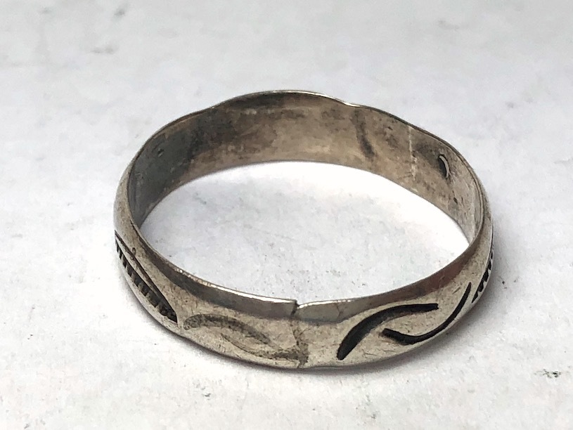  Vintage штамп Work кольцо кольцо серебряный производства 19 номер Fred - - Be Navajo #O