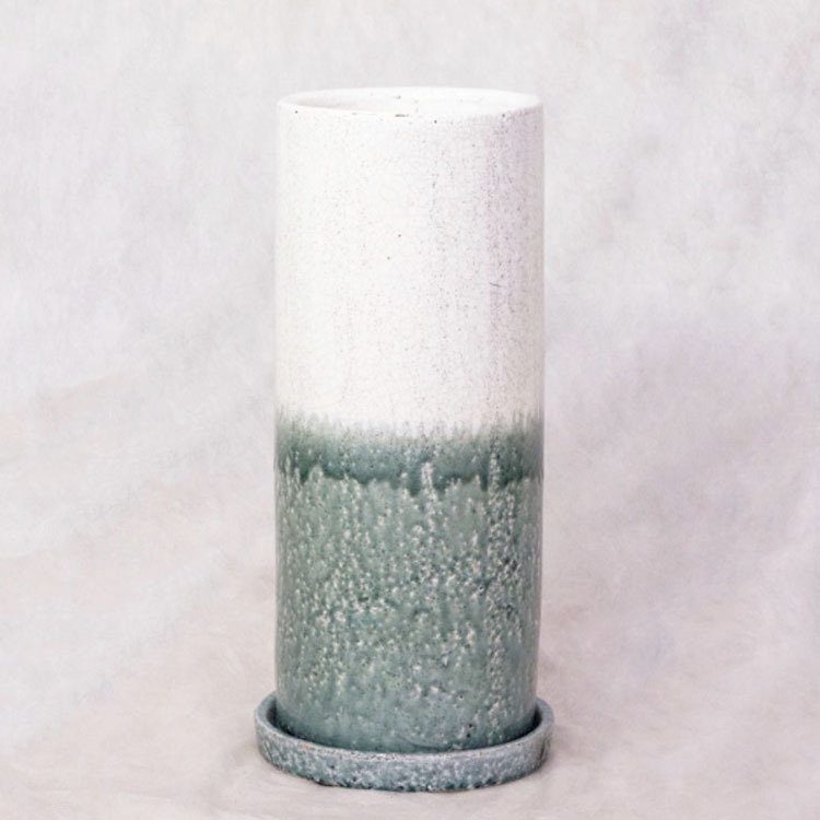 植木鉢 釉薬陶器製 インテリアポット シリンダー ブルー 青(RA-AD023-180BL) φ17.5cm×H45cm（6号）_画像1